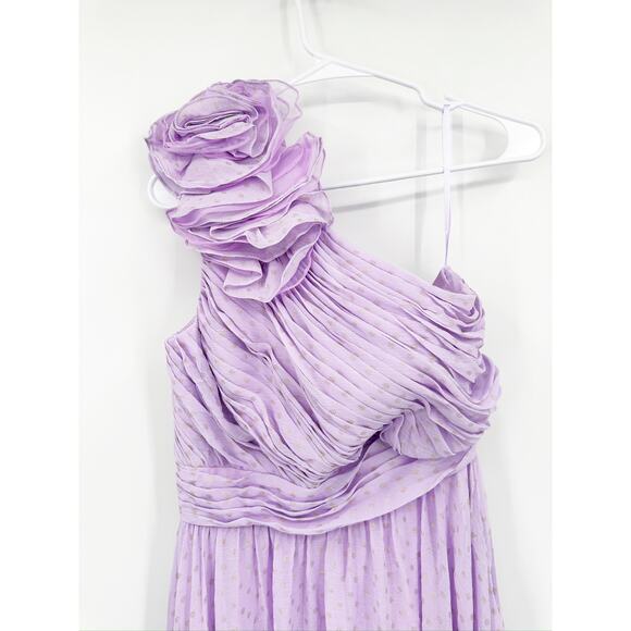 Mac Duggal 49536 Lilac Purple Polka Dot Ruffled One Shoulder Gown Size 2 - Picture 5 of 6